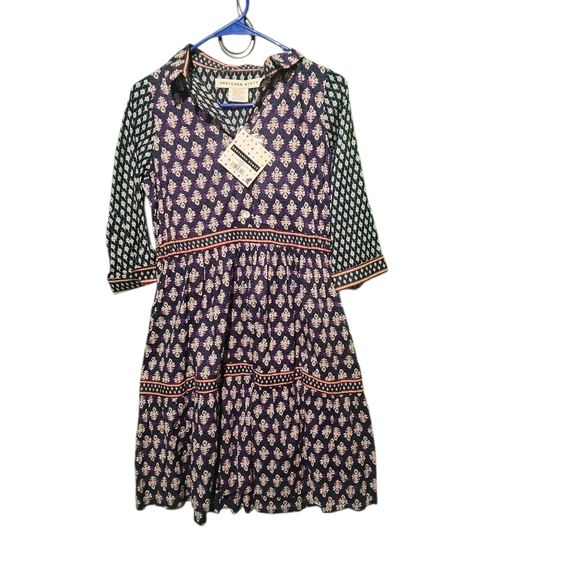 Gretchen Scott Designs NWT Blue and White A-Line Dress with Mandarin Collar XS - Picture 2 of 2